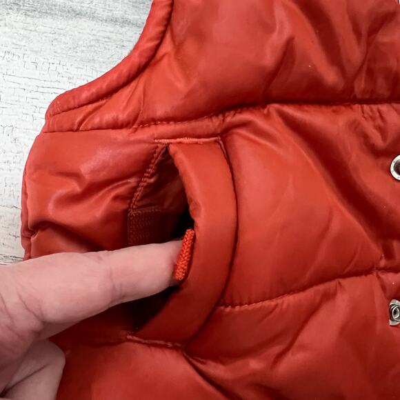 Janie and Jack Vest Baby Boys 3-6M Orange Fleece Lined Puffer Snap Front Pockets - Picture 4 of 7